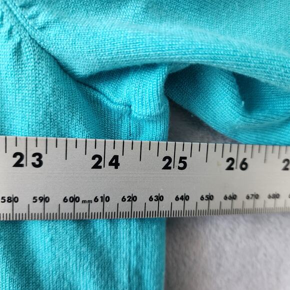 Belle Kim Gravel Cardigan Sweater Womens 2X Teal Blue Pockets Long Length Duster - Picture 5 of 6